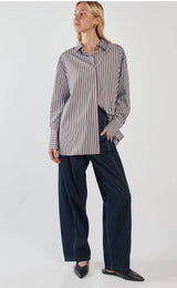 Claudia Stripe Shirt- Choc Blue