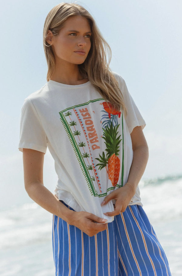 Ellia Crew Tee-Paradise Beach Print