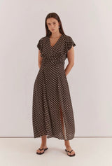 Elba Ruched Waist Dress-Polka Dot