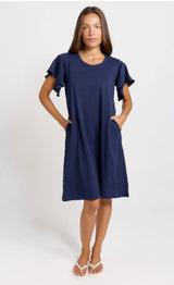 Celene Frill Dress - T- Shirt - Navy