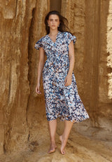 Nazalia Tie Waist Dress-Violet Floral
