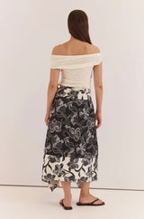 Maribel Asym Wrap Skirt-Snap Dragon