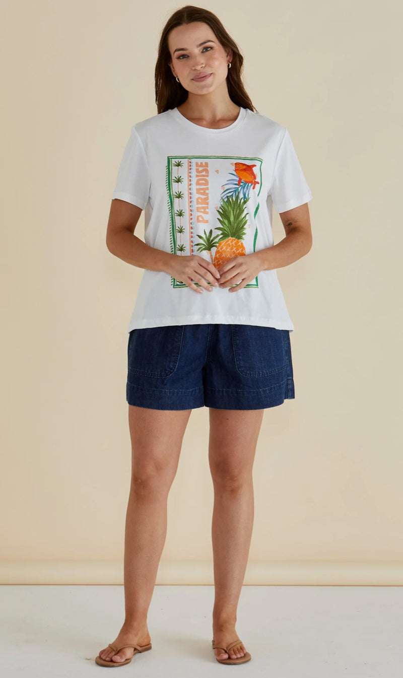 Ella Crew Tee-Paradise Print