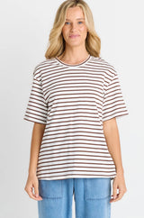 Relax Boxy Tee- Choc/White