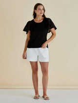 Lottie Embroidered Tee-Black