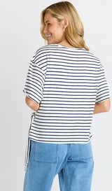Knot Tee - White/Navy Stripe