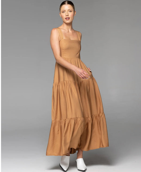 Heart and Soul Tiered Maxi Dress Caramel