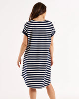 Maxine Navy Stripe T Shirt Dress