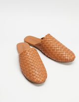 Barland Woven Tan Leather Slides
