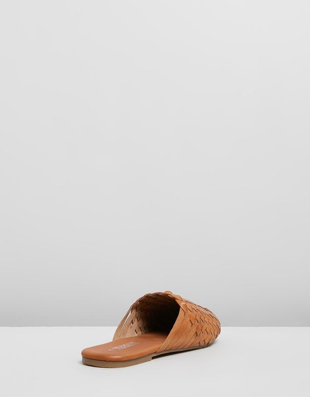 Barland Woven Tan Leather Slides