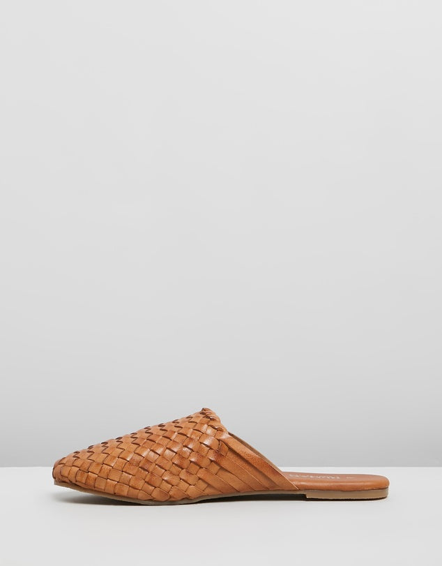 Barland Woven Tan Leather Slides