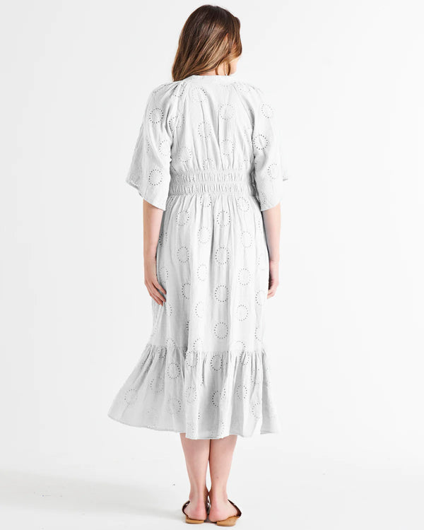 Bella Broderie Dress White