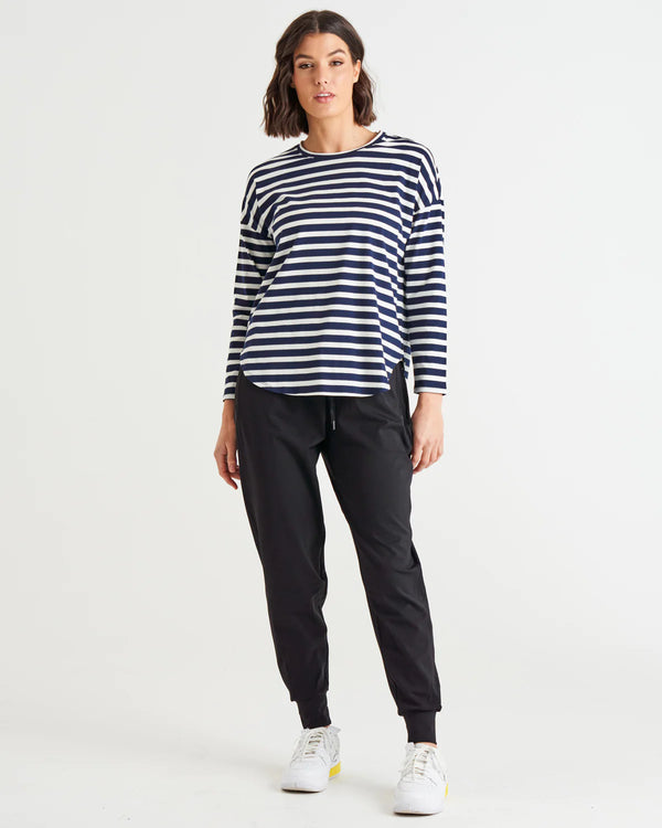 Jessie Relaxed Long Sleeve top Blue Stripe