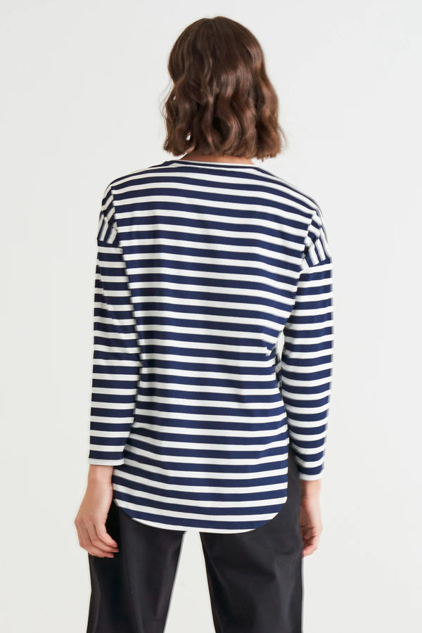 Jessie Relaxed Long Sleeve top Blue Stripe