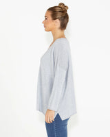 Angelina Reversible Knit Grey Marle