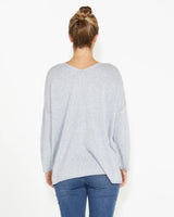 Angelina Reversible Knit Grey Marle