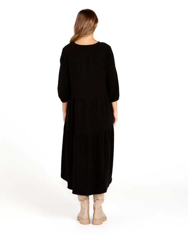 Bridie Tiered Midi Dress Black