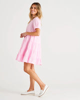 Estelle Tiered Mini Cotton Shirt Dress