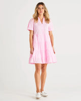 Estelle Tiered Mini Cotton Shirt Dress