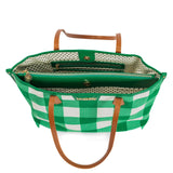 Green and White Gingham Tote